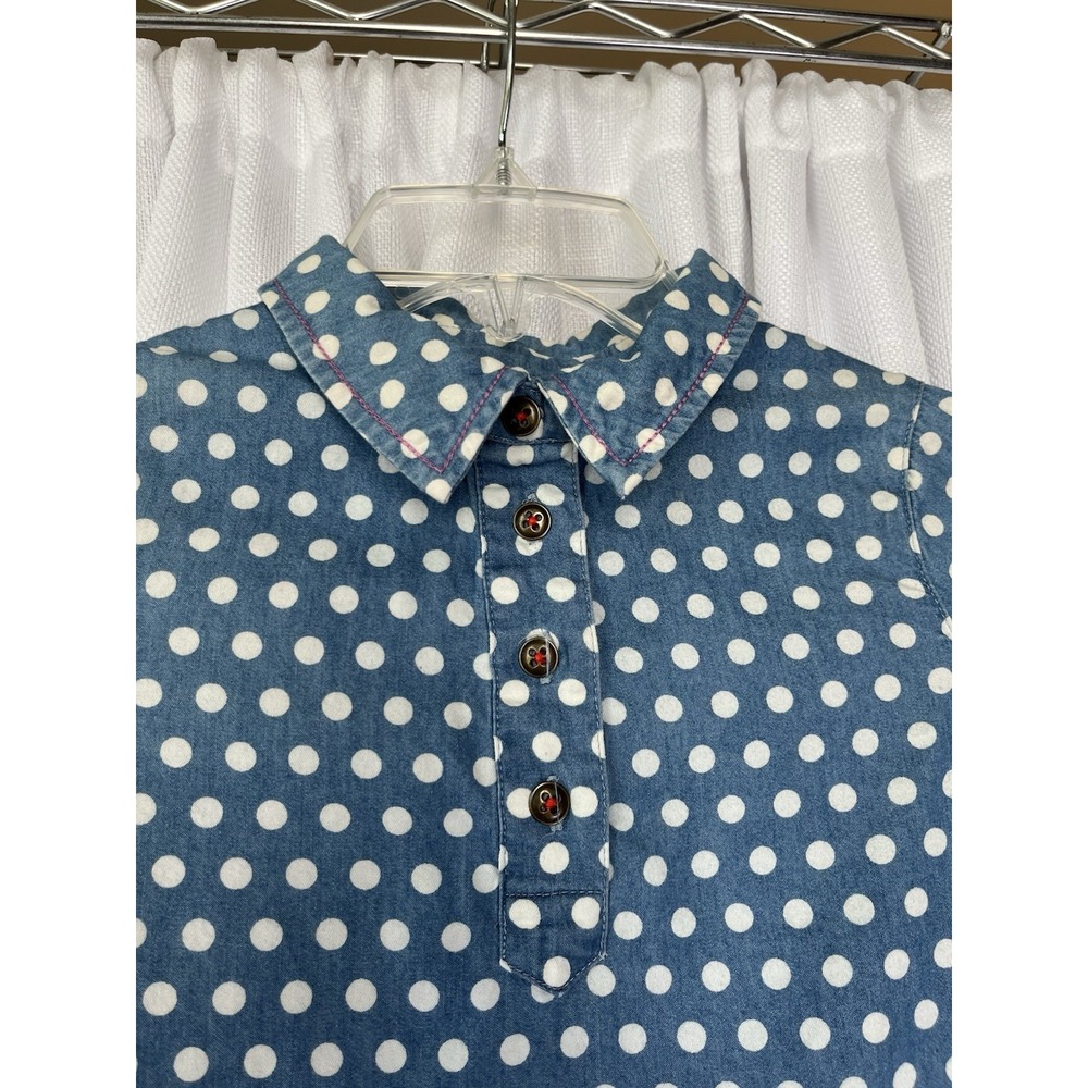 Matilda Jane 435 Girls Tunic Top Sz 10 Blue Polka Dot Long Sleeve From Heart